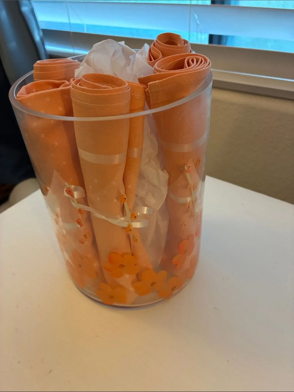 Spring Orange 6 Floral Napkin Set for Parties